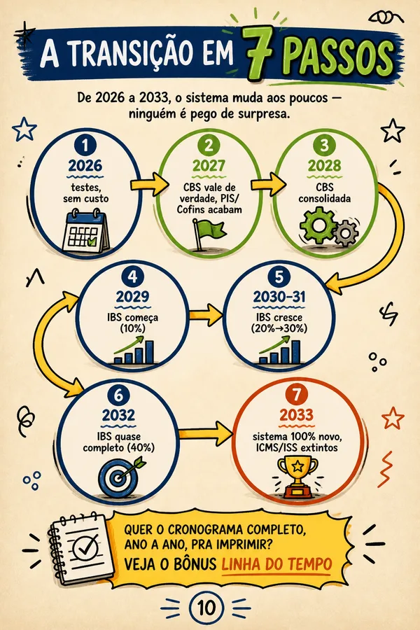 Mapa visual da linha do tempo da transição
